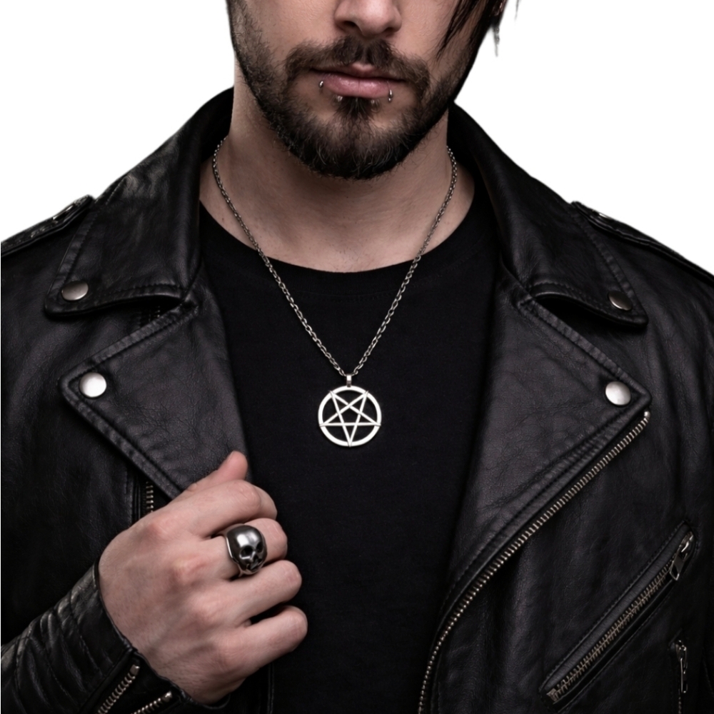Silver Colored Pentagram Necklace